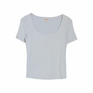 L'Agence Alva U-Neck Crop Tee in Parisian Blue - L